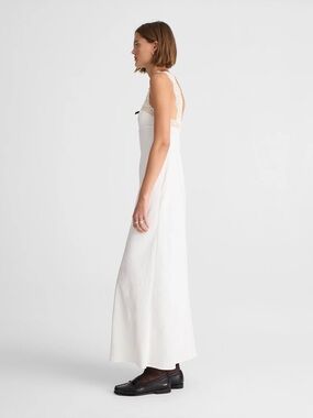 fitted lace wedding dress Strappy Tiered Maxi Dress in Beige Stripes – Reistor main image 0